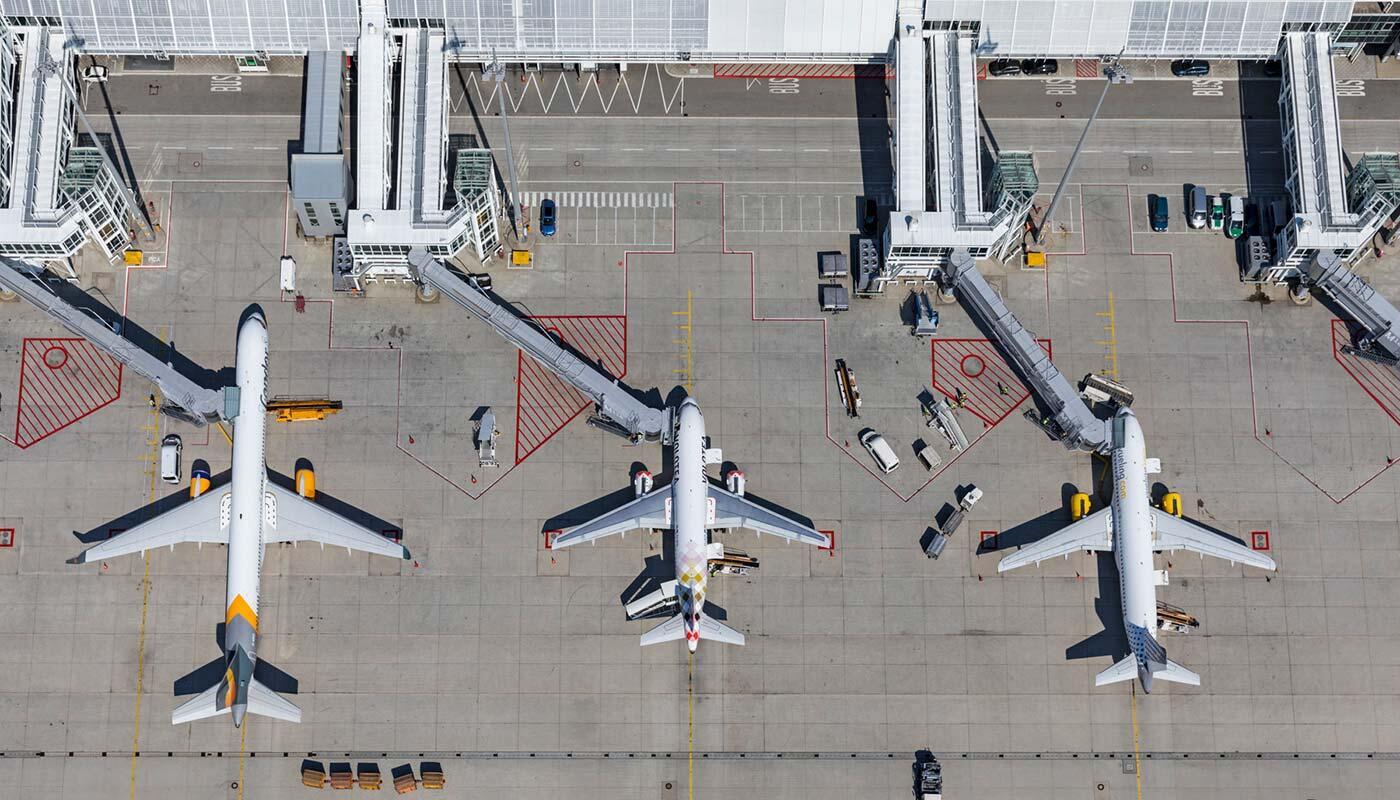 Aerial view of Terminal 1 apron Aerial view of Terminal 1 apron
