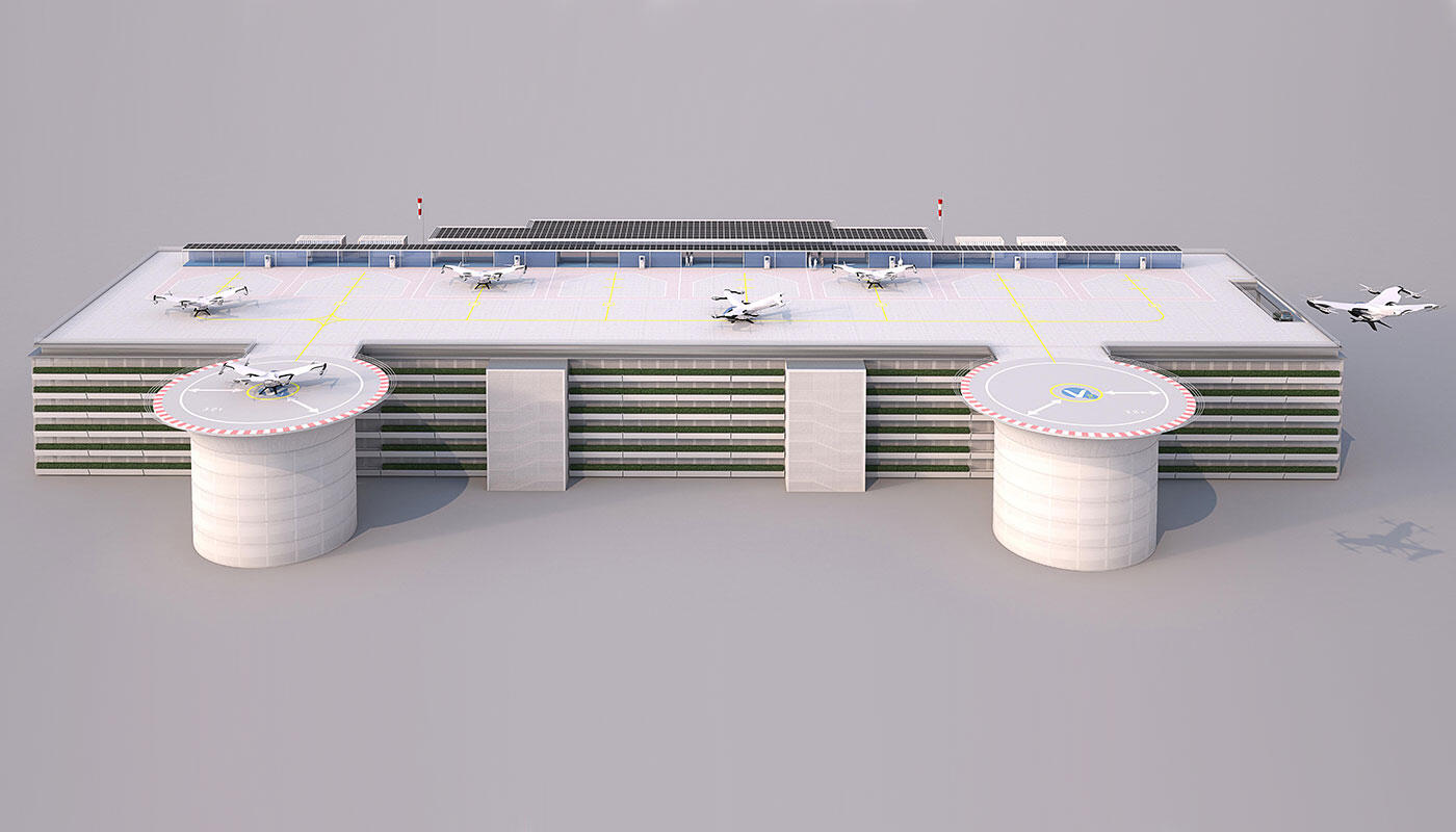 Vertiport on a parking garage Vertiport on a parking garage