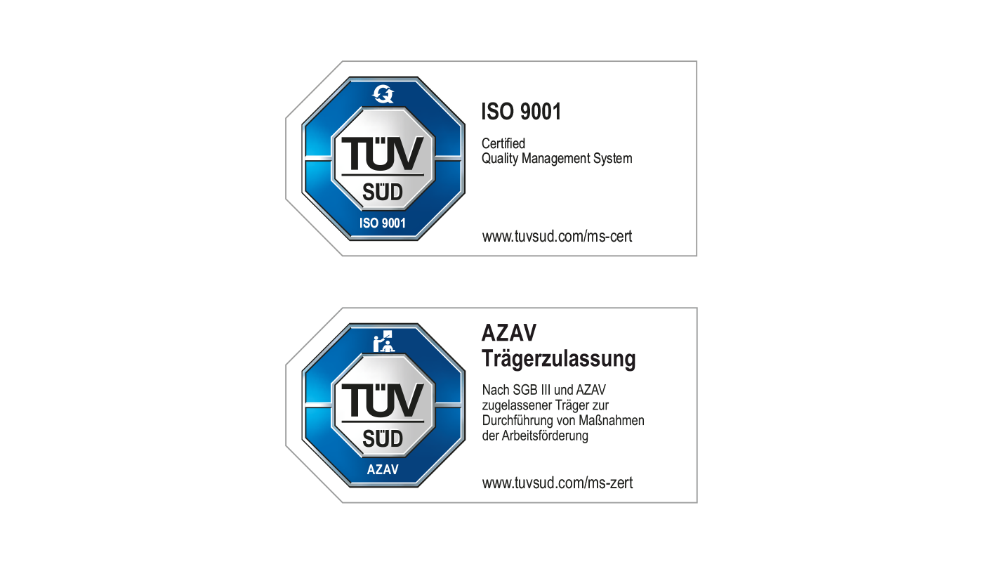 AirportAcademy TÜV Zertifizierungen Logos TÜV Süd Zertifizierung AZAV und DIN ISO 9001