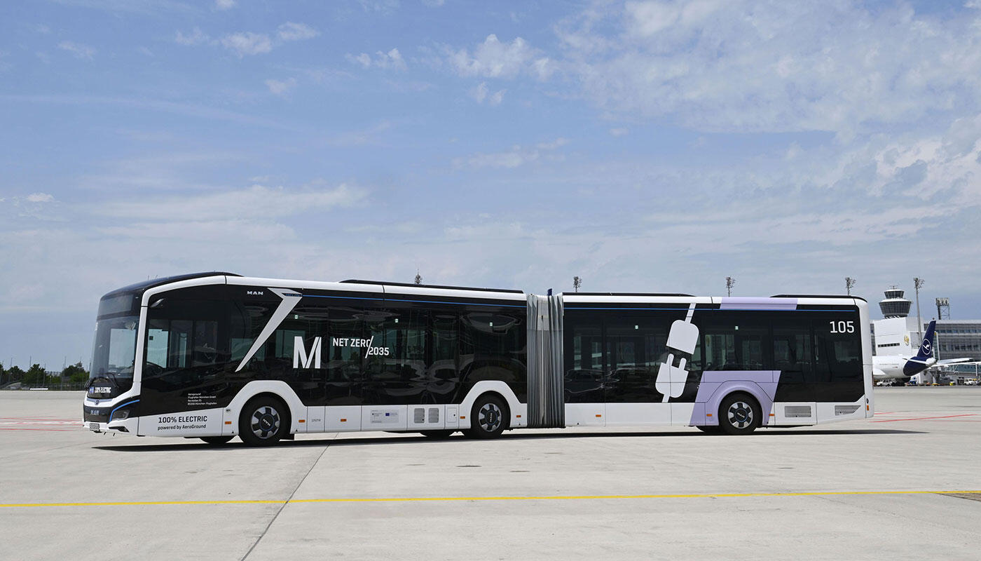 Electric buses at Munich Airport Electric buses at Munich Airport
