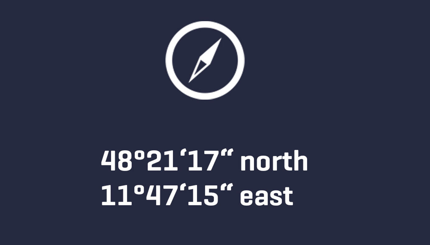 Location Location Munich Airport with geographical coordinates 48°21′17″ North, 11°47′15″ East