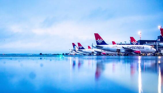 Air Serbia aircraft at the terminal